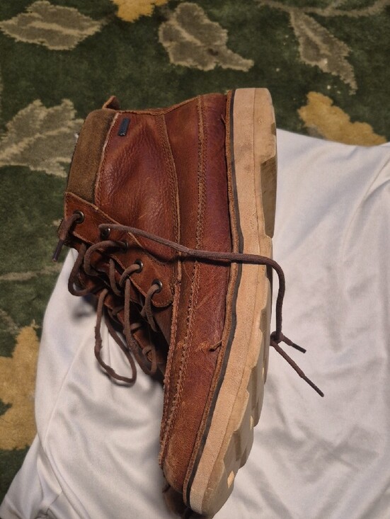 Clarks Brown Leather Moc-Toe Lace-Up Boots
